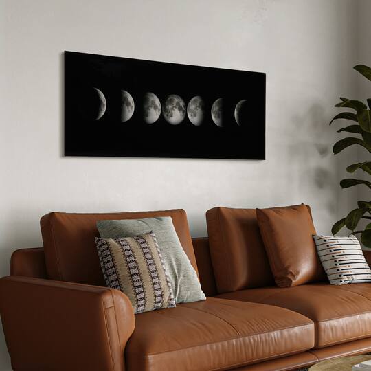 Empire Art Direct Vetro De Arte 63" x 24" Moon Frameless Free Floating Reverse Printed Tempered Glass Wall Art